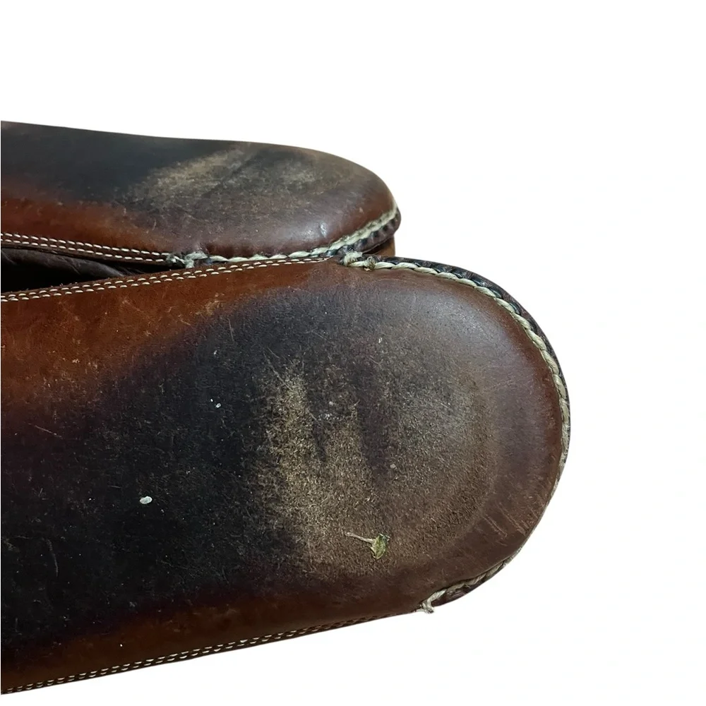 L.L. Bean men’s size 12.5 Brown Leather Loafers with Yellow Laces